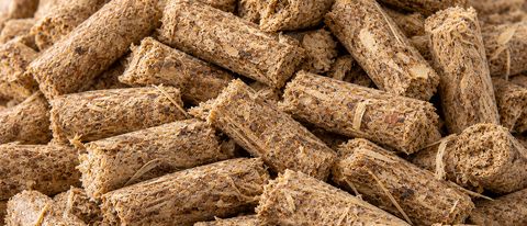 Cotton stalk pellets close-up